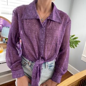 Sheer shirt with tie front